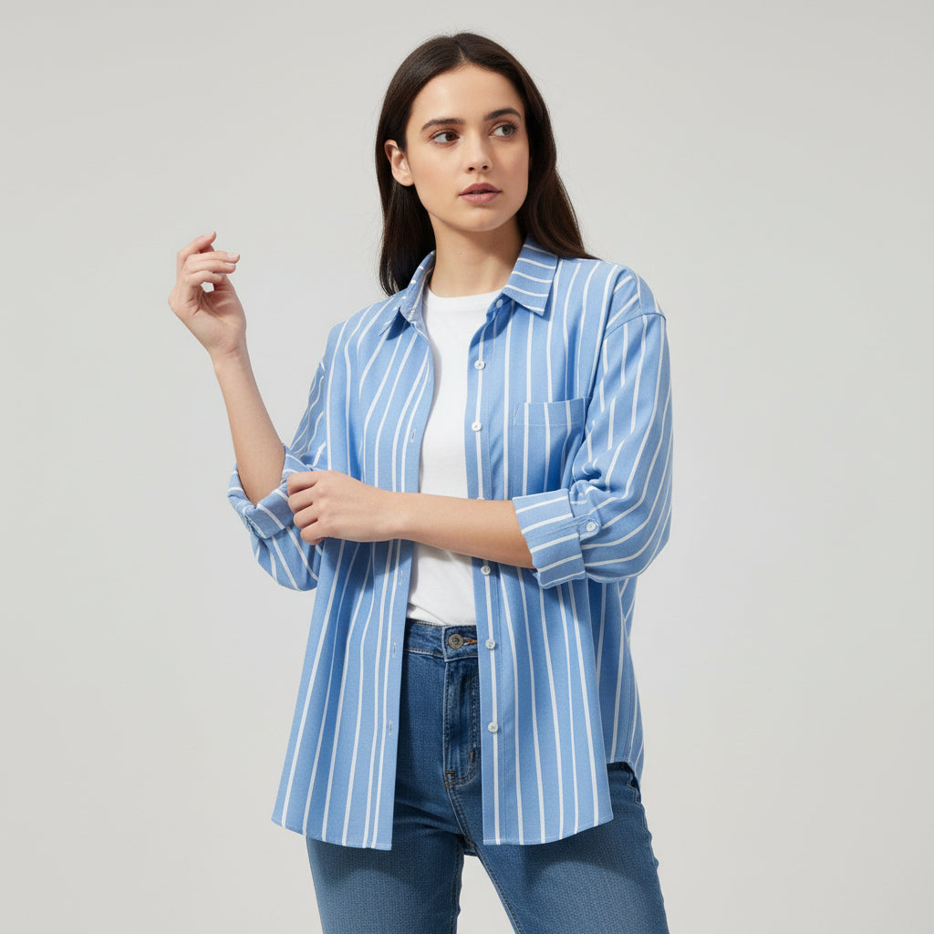 Autumn Loose Striped Commuter Shirt