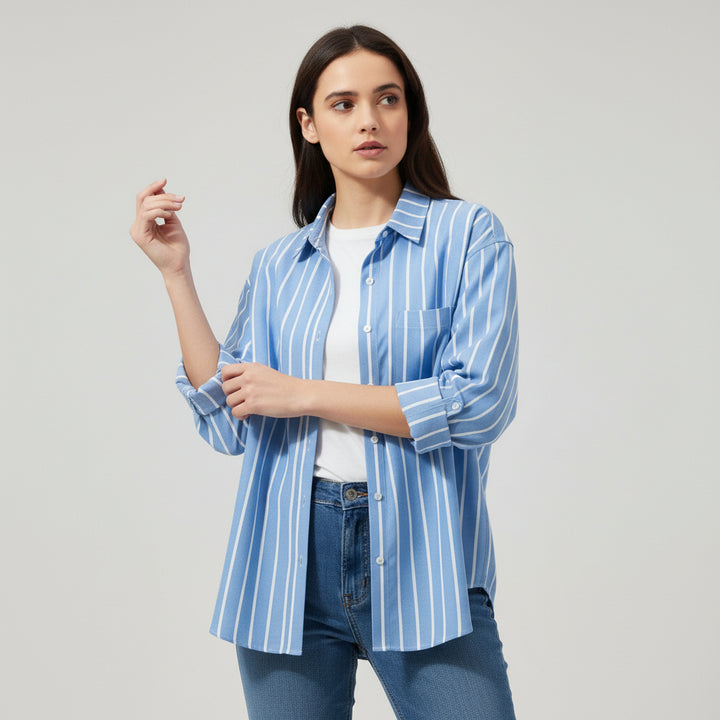Autumn Loose Striped Commuter Shirt