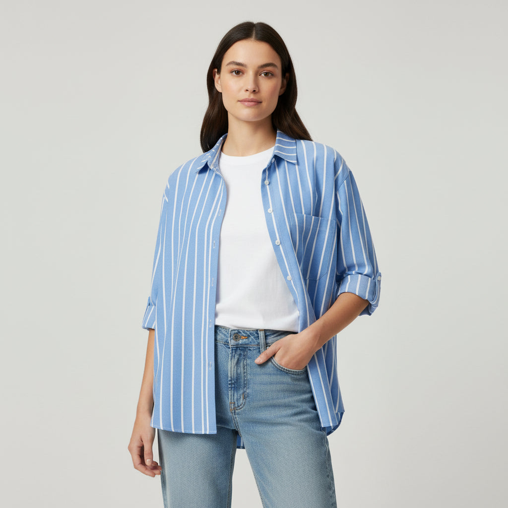 Autumn Loose Striped Commuter Shirt