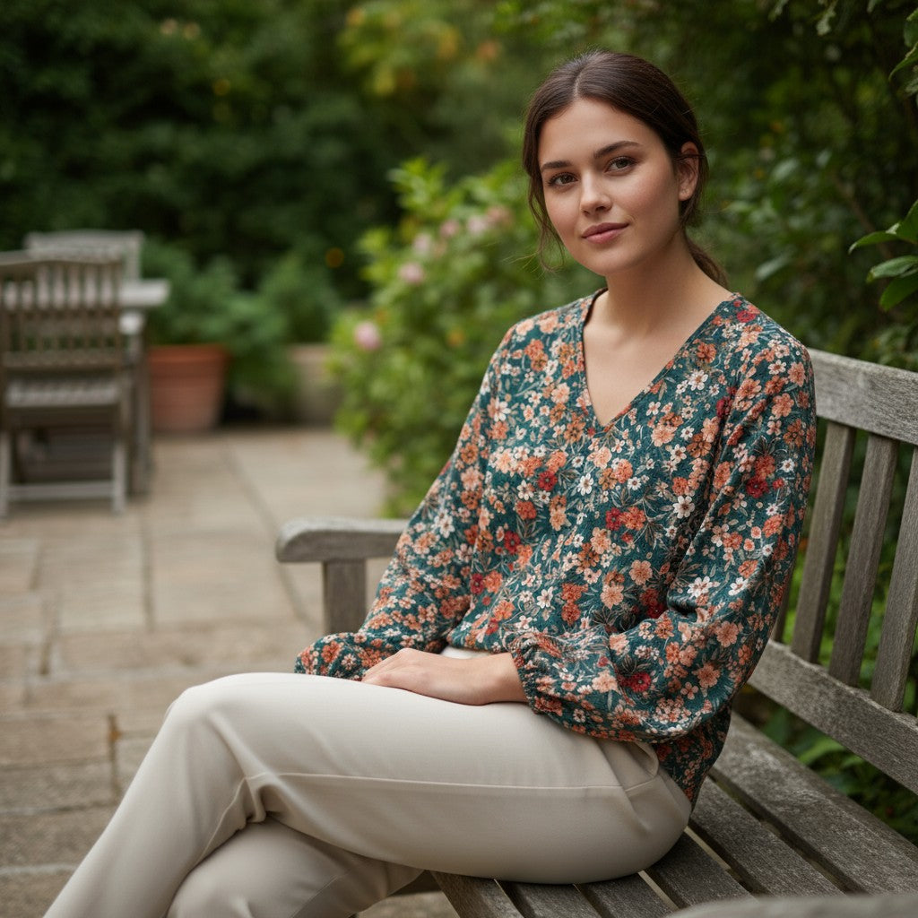 Women's Floral Print Long Sleeve Pullover