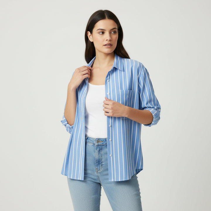 Autumn Loose Striped Commuter Shirt
