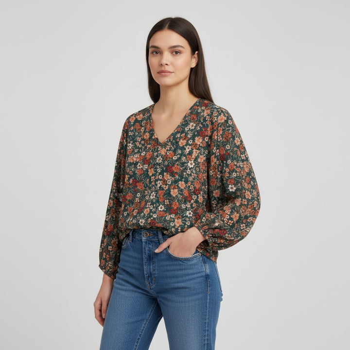 Women's Floral Print Long Sleeve Pullover