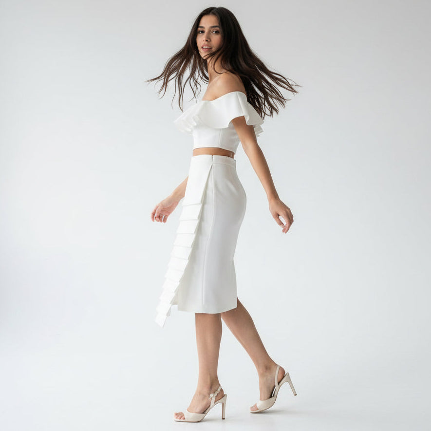 bon voyage midi dress Vestido Midi Bon Voyage Striped - Blanco Negro
