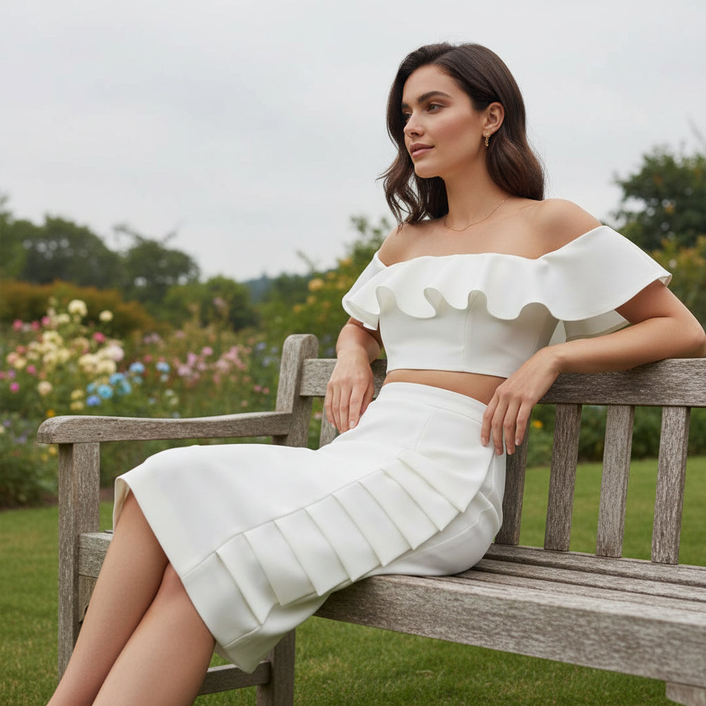 Asymmetric Midi Skirt Two-Piece Set