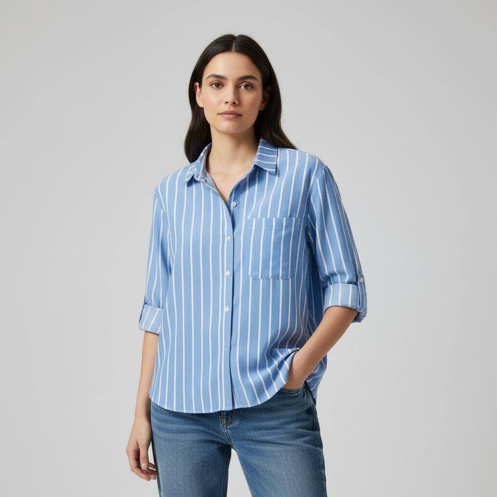 Autumn Loose Striped Commuter Shirt