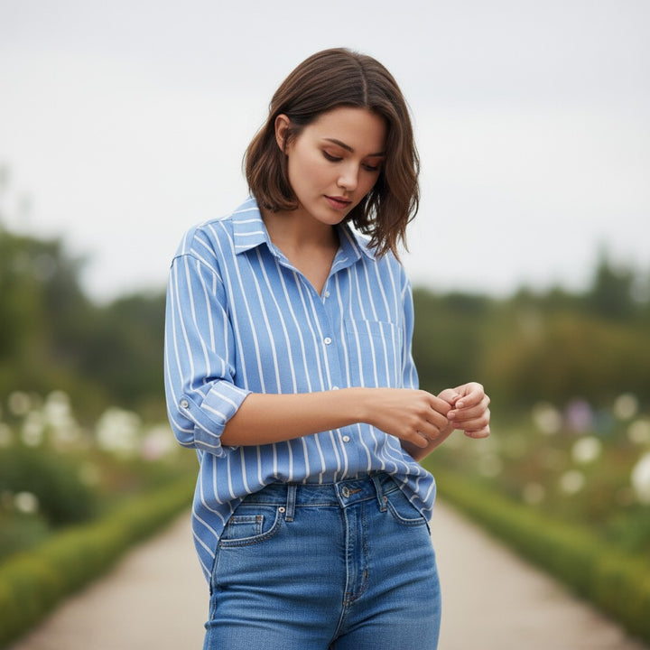 Autumn Loose Striped Commuter Shirt